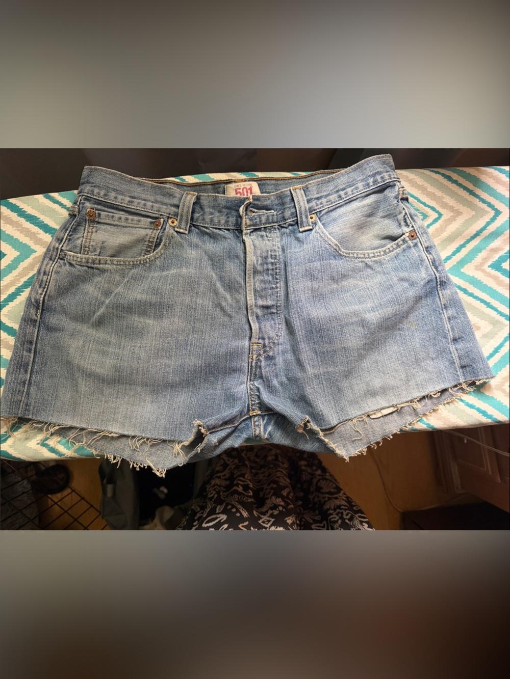 Vintage Levi's 70’s BIG E Denim Shorts with custom Rainbow artwork